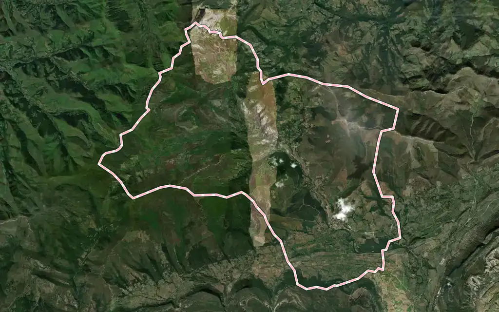 Vista satélite de Espinosa-de-los-Monteros con su contorno administrativo