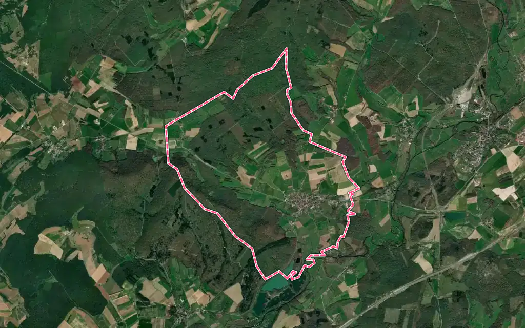Vue satellite de Esprels avec ses contours administratifs