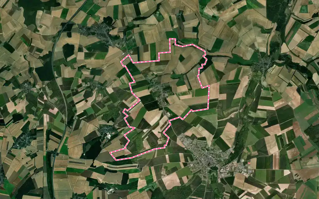 Vue satellite de Esquennoy avec ses contours administratifs