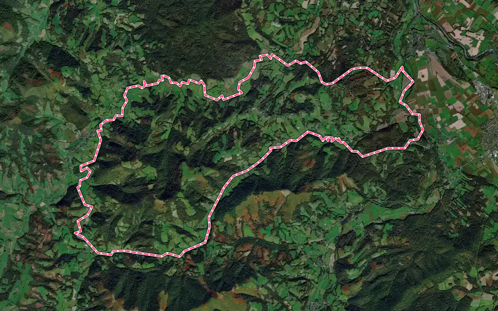 Vue satellite de Esquiule avec ses contours administratifs