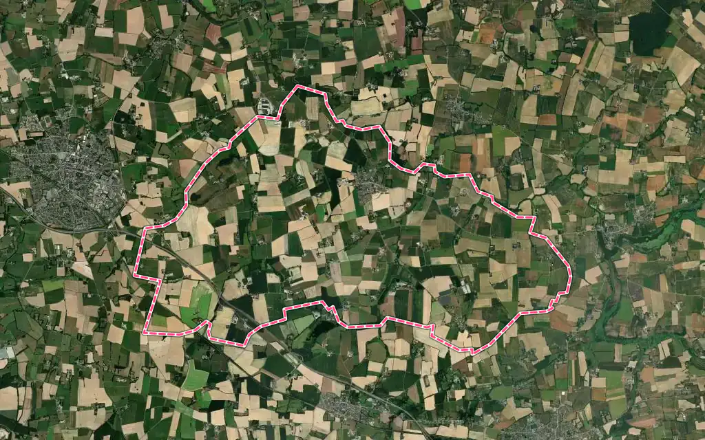 Vue satellite de Essé avec ses contours administratifs