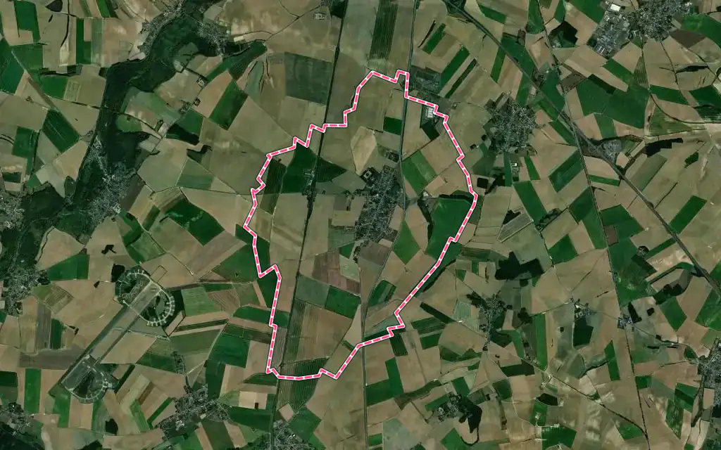 Vue satellite de Essigny-le-Grand avec ses contours administratifs