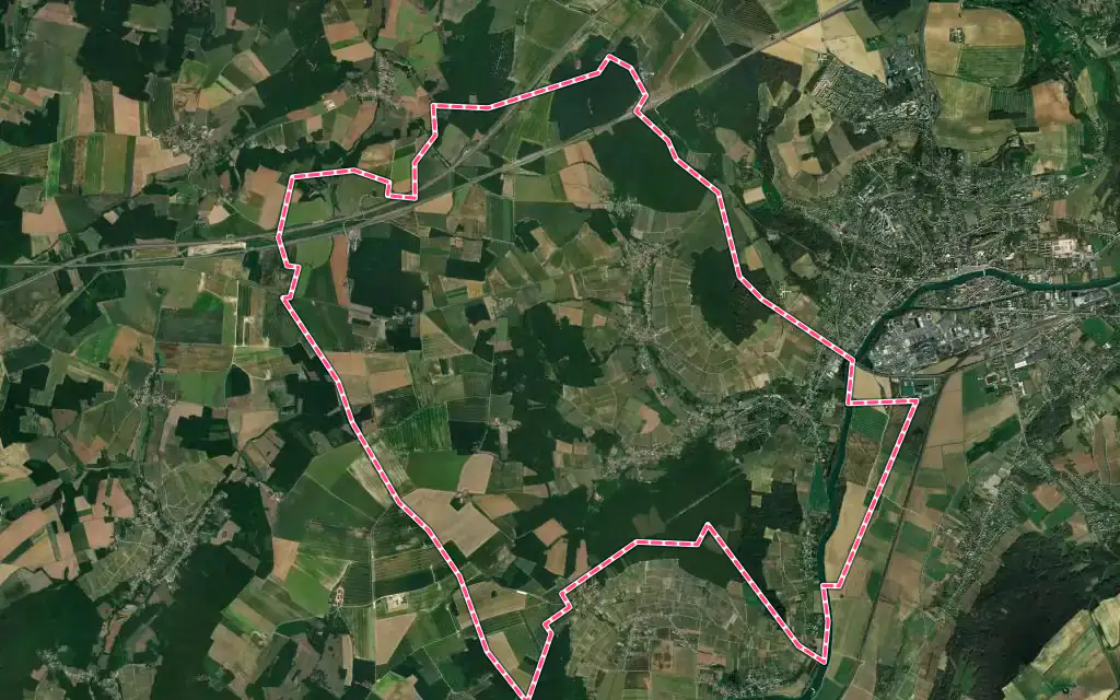 Vue satellite de Essômes-sur-Marne avec ses contours administratifs
