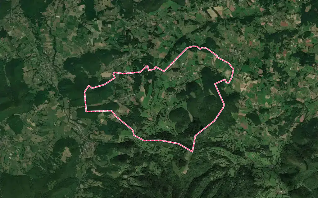 Vue satellite de Estadens avec ses contours administratifs