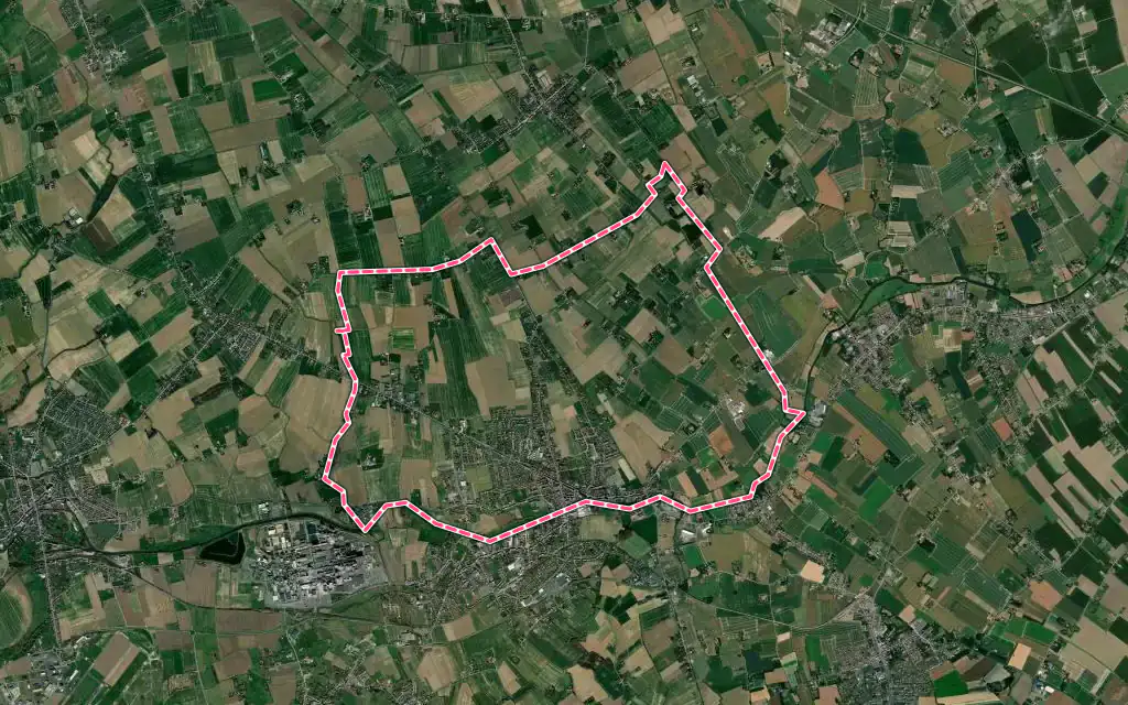 Vue satellite de Estaires avec ses contours administratifs