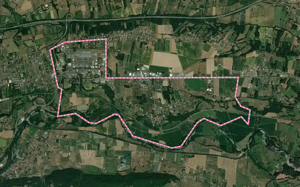 Vue satellite de Estancarbon avec ses contours administratifs