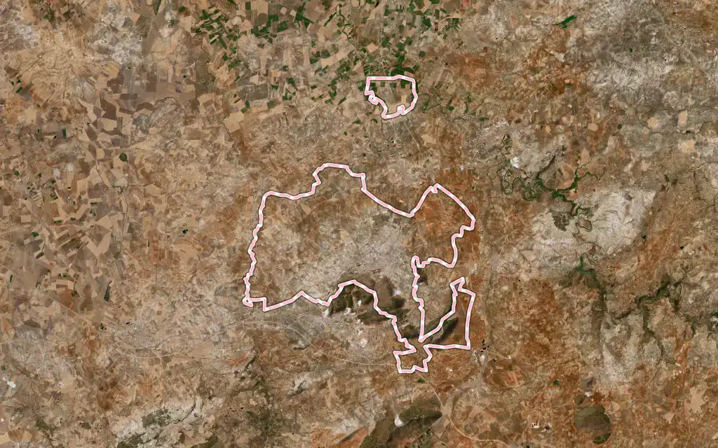 Vista satélite de Estepa con su contorno administrativo