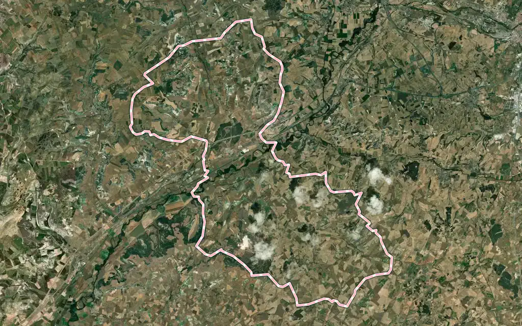 Vista satélite de Estépar con su contorno administrativo