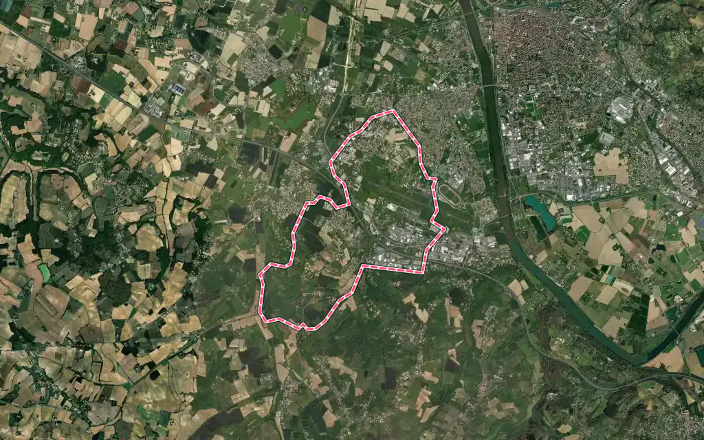 Vue satellite de Estillac avec ses contours administratifs