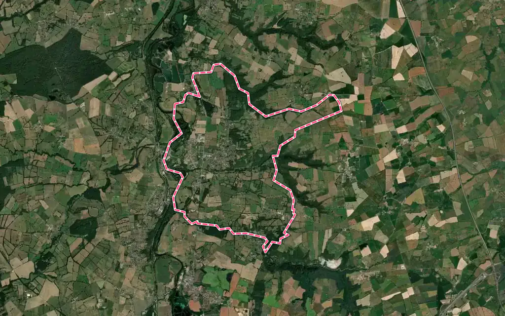 Vue satellite de Estivareilles avec ses contours administratifs