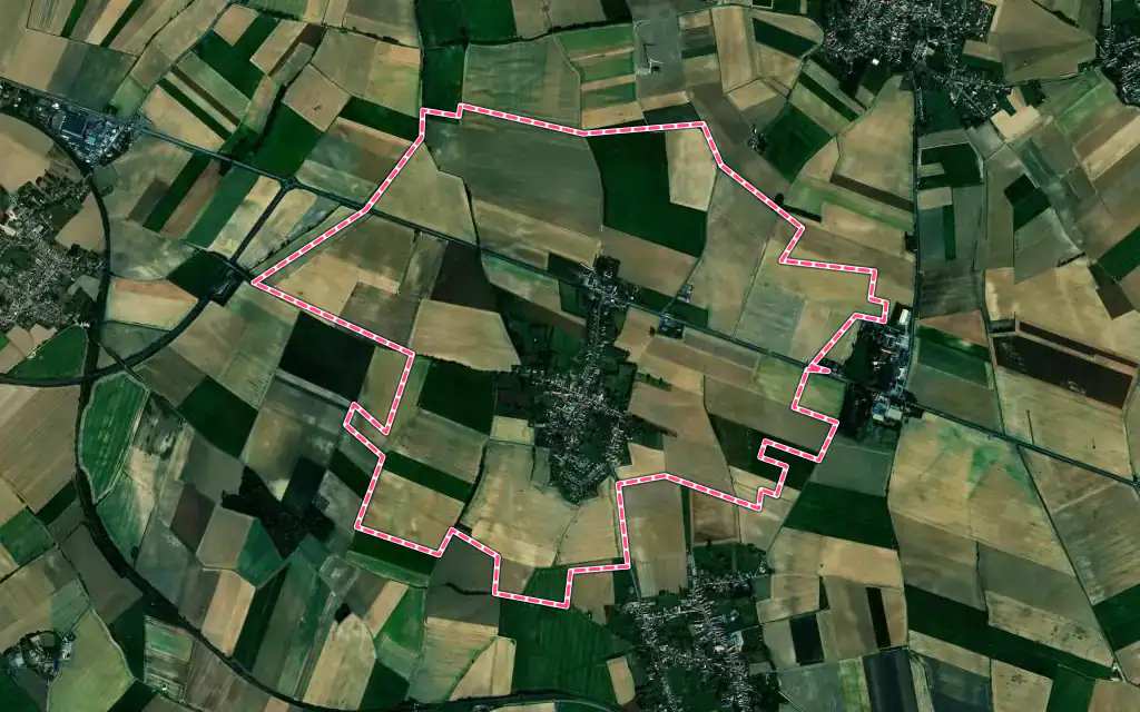 Vue satellite de Estourmel avec ses contours administratifs