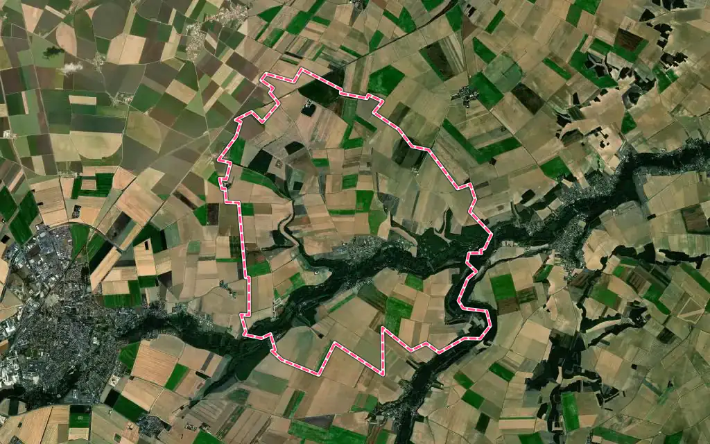 Vue satellite de Estouy avec ses contours administratifs