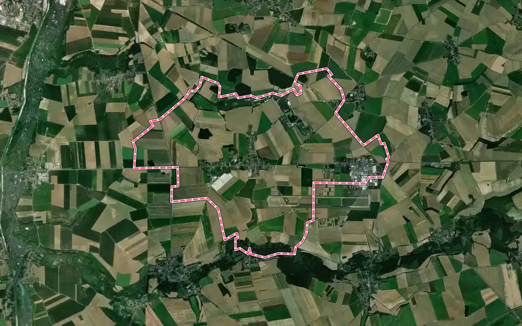 Vue satellite de Estrées-Mons avec ses contours administratifs