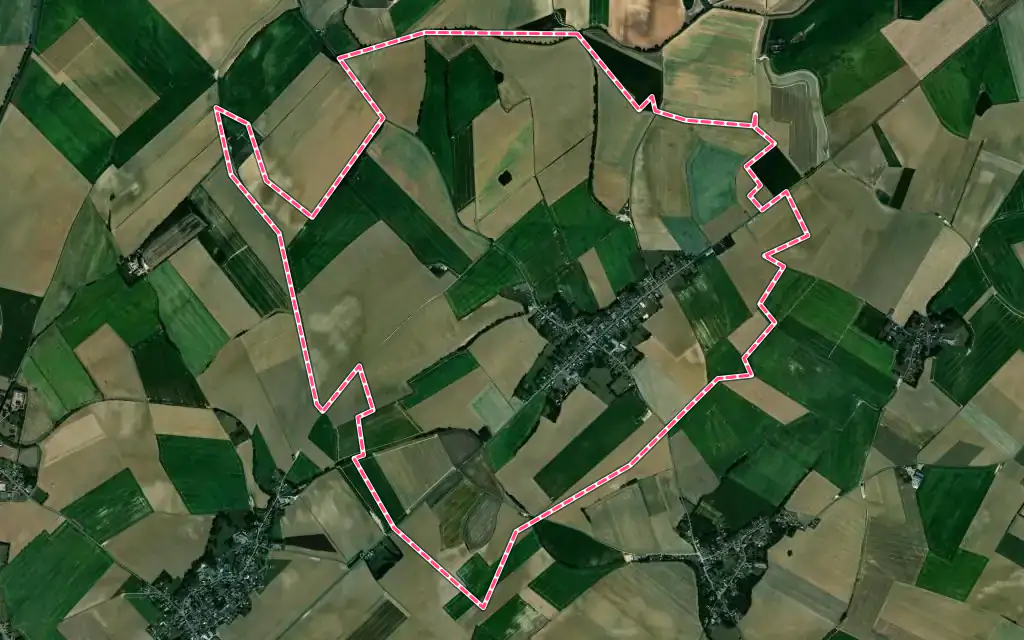 Vue satellite de Estrées avec ses contours administratifs