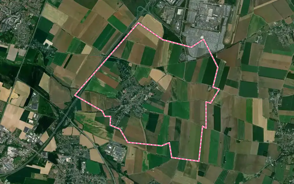 Vue satellite de Estreux avec ses contours administratifs