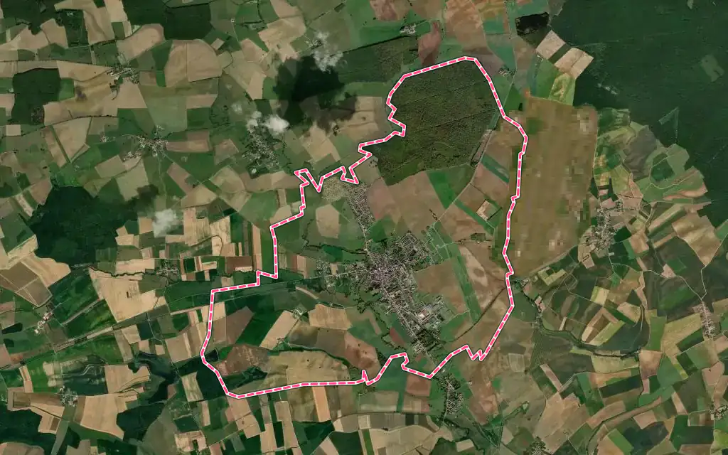 Vue satellite de Étain avec ses contours administratifs