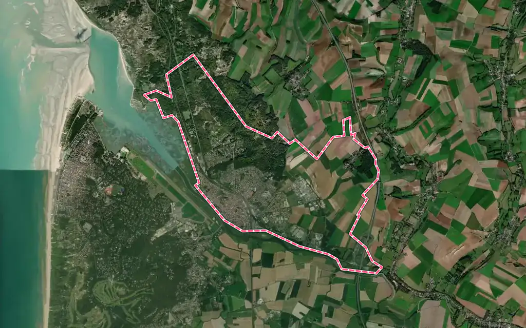 Vue satellite de Étaples avec ses contours administratifs