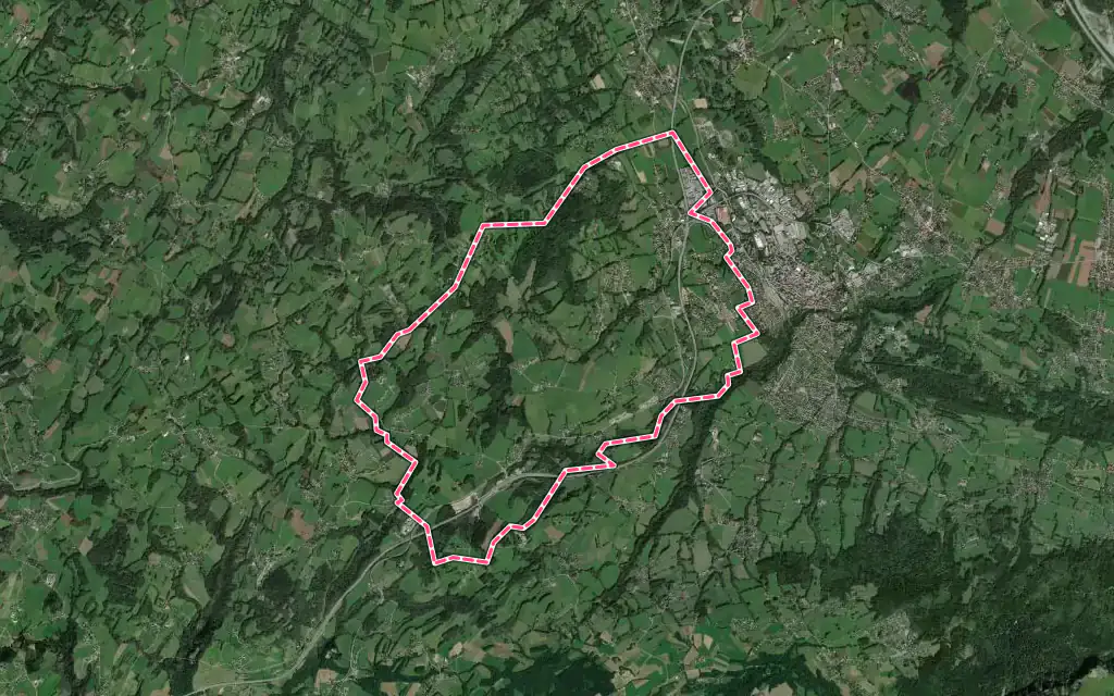 Vue satellite de Etaux avec ses contours administratifs
