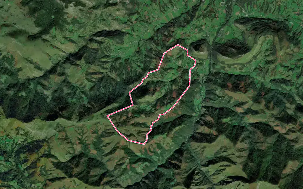 Vue satellite de Etchebar avec ses contours administratifs