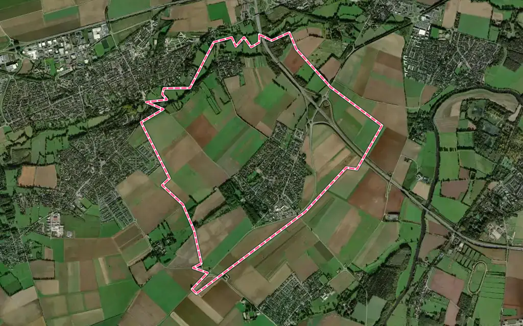 Vue satellite de Éterville avec ses contours administratifs