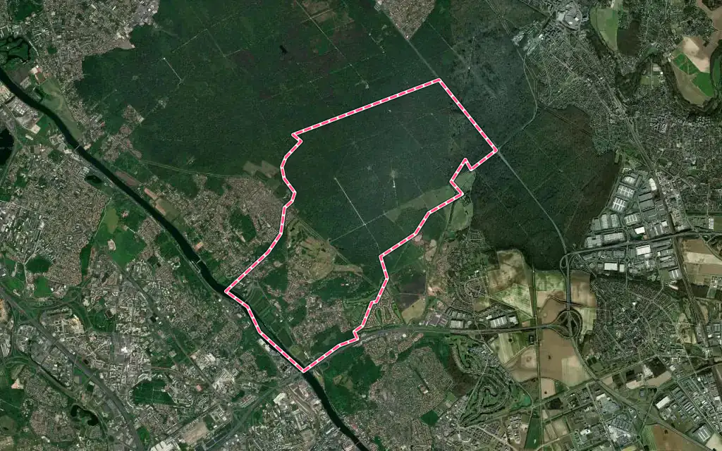 Vue satellite de Étiolles avec ses contours administratifs