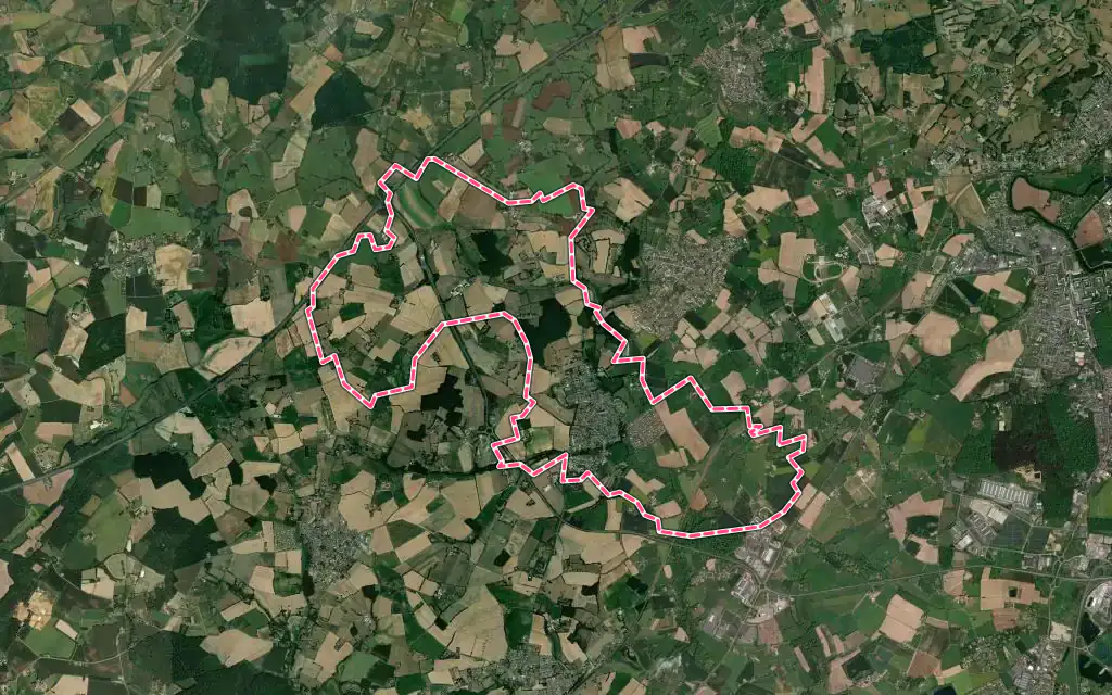 Vue satellite de Étival-lès-le-Mans avec ses contours administratifs