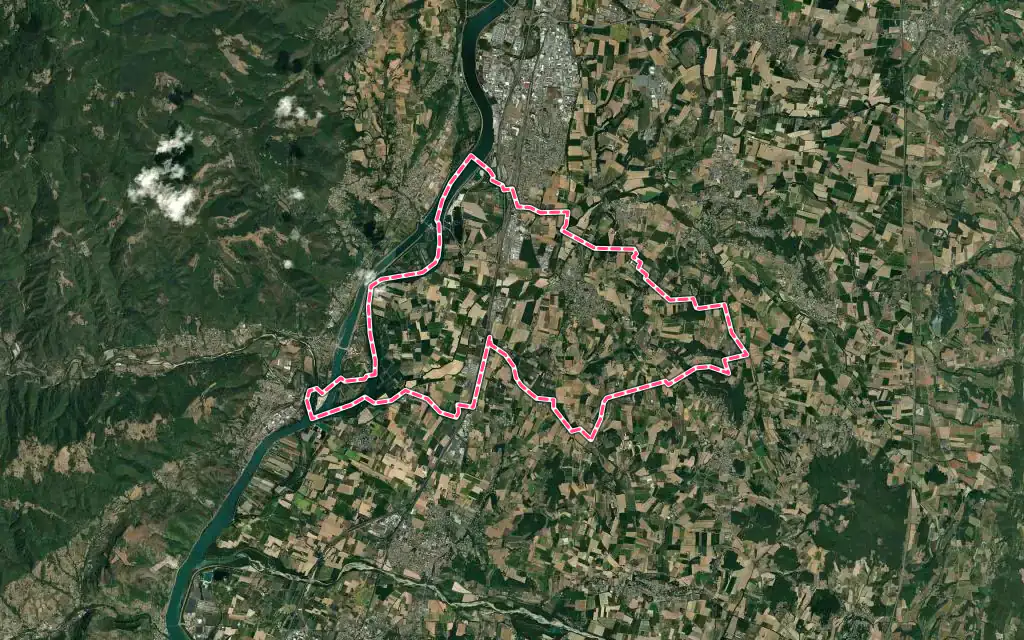 Vue satellite de Étoile-sur-Rhône avec ses contours administratifs