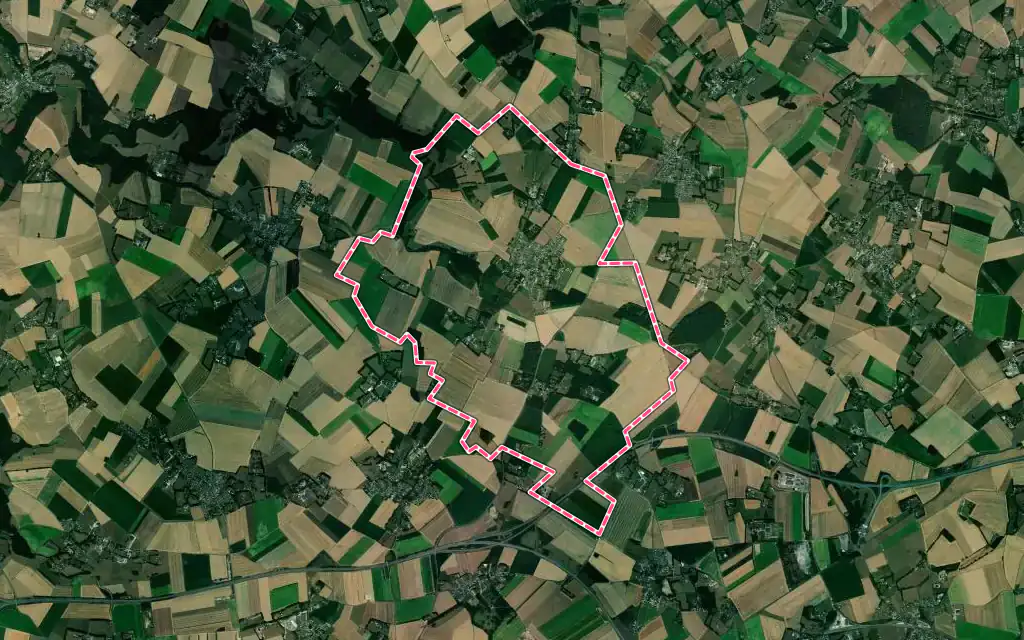 Vue satellite de Étoutteville avec ses contours administratifs