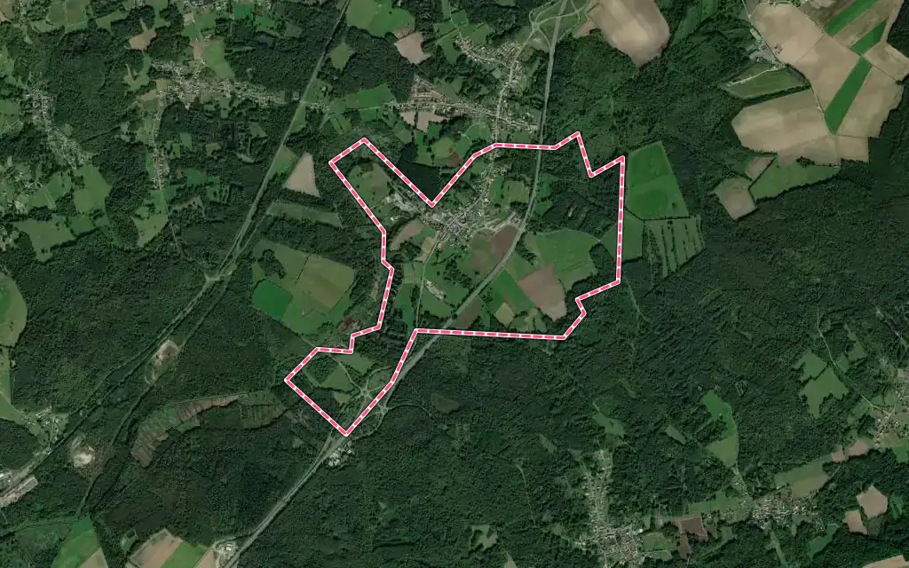 Vue satellite de Étouvelles avec ses contours administratifs