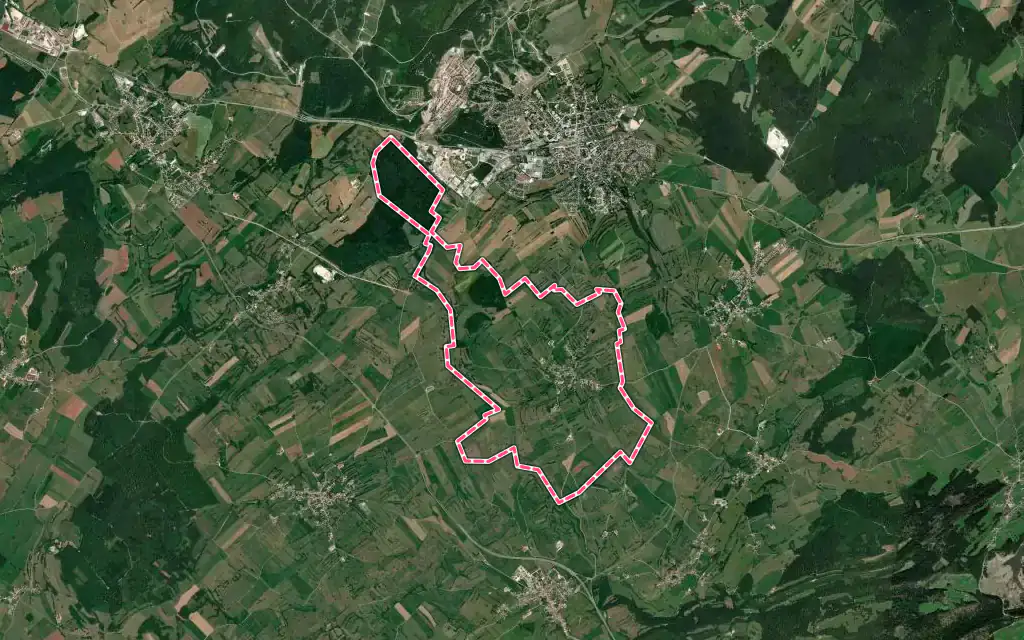 Vue satellite de Étray avec ses contours administratifs