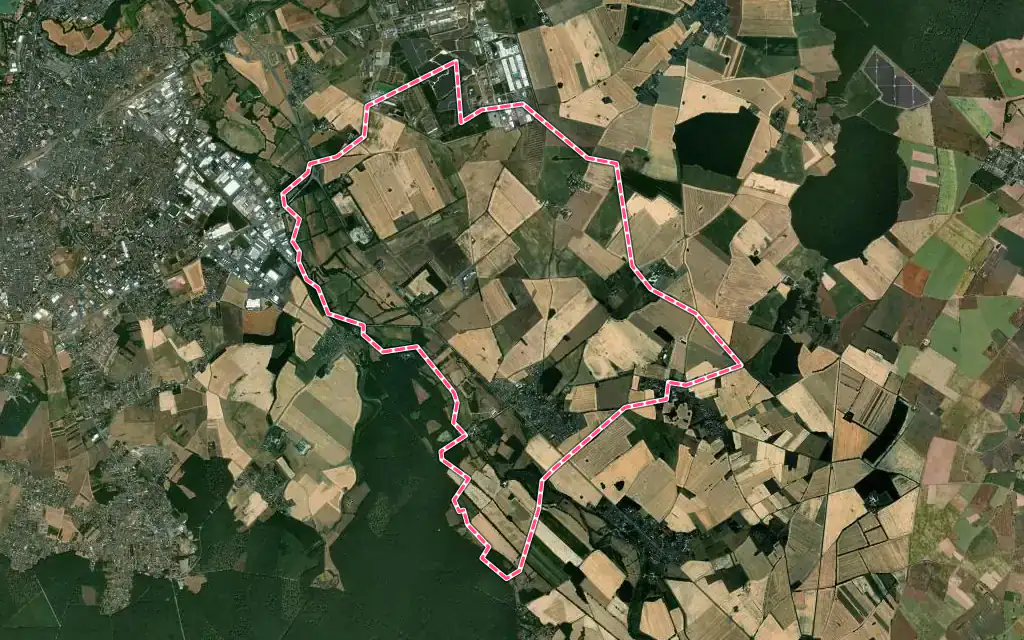 Vue satellite de Étrechet avec ses contours administratifs