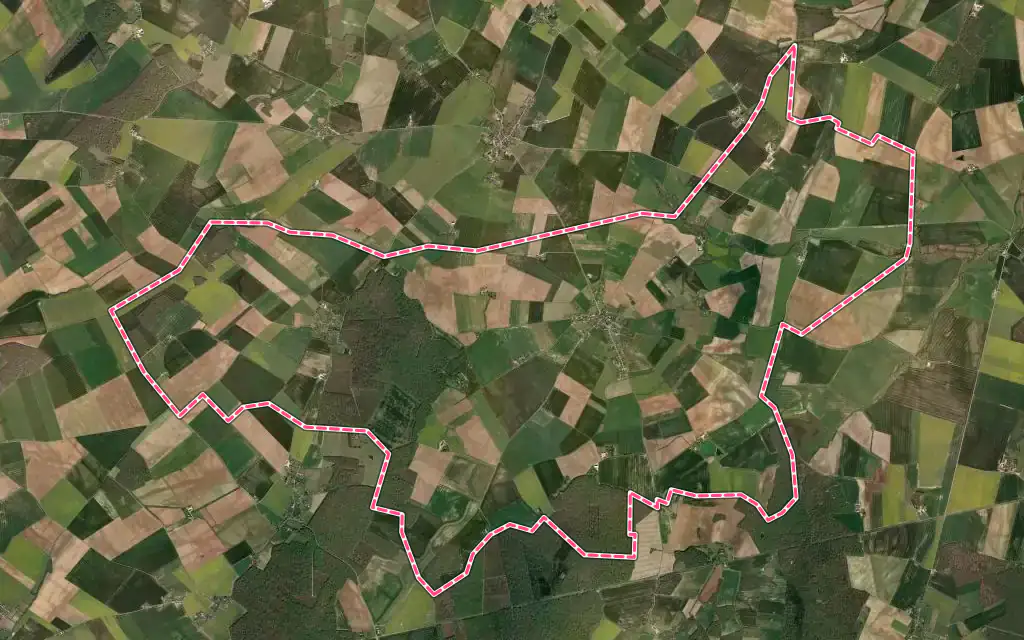 Vue satellite de Étréchy avec ses contours administratifs