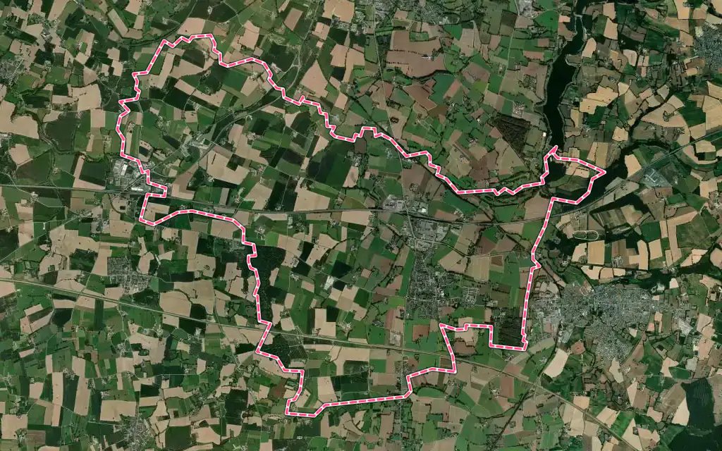 Vue satellite de Étrelles avec ses contours administratifs