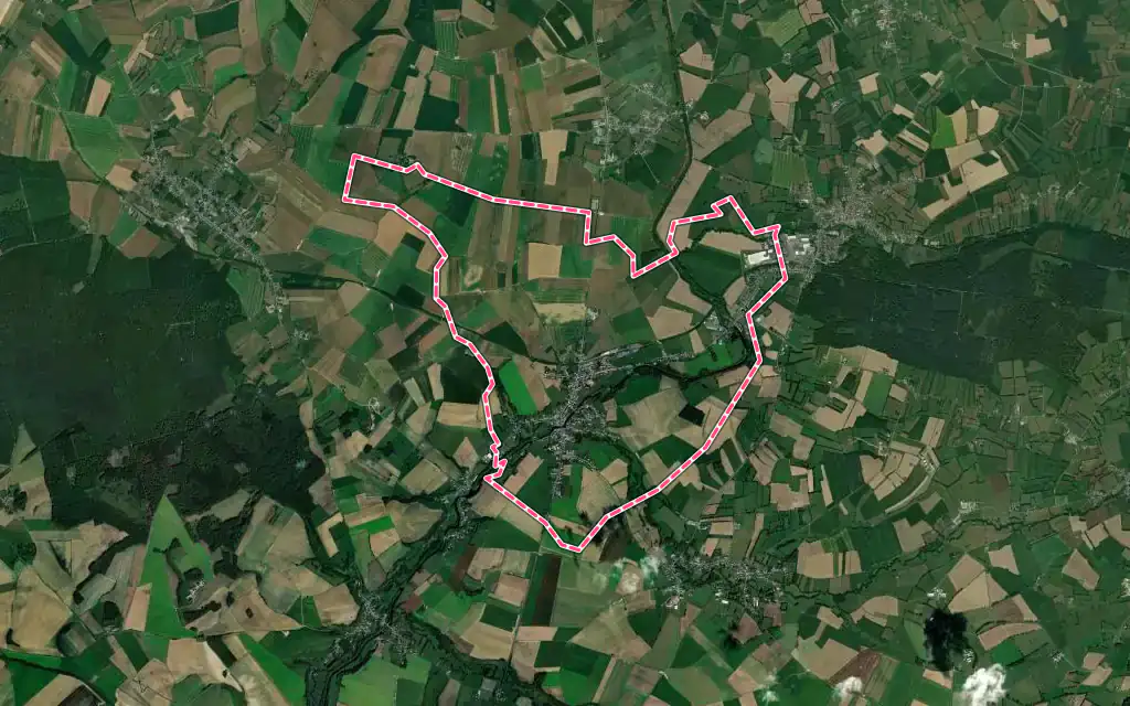 Vue satellite de Étreux avec ses contours administratifs