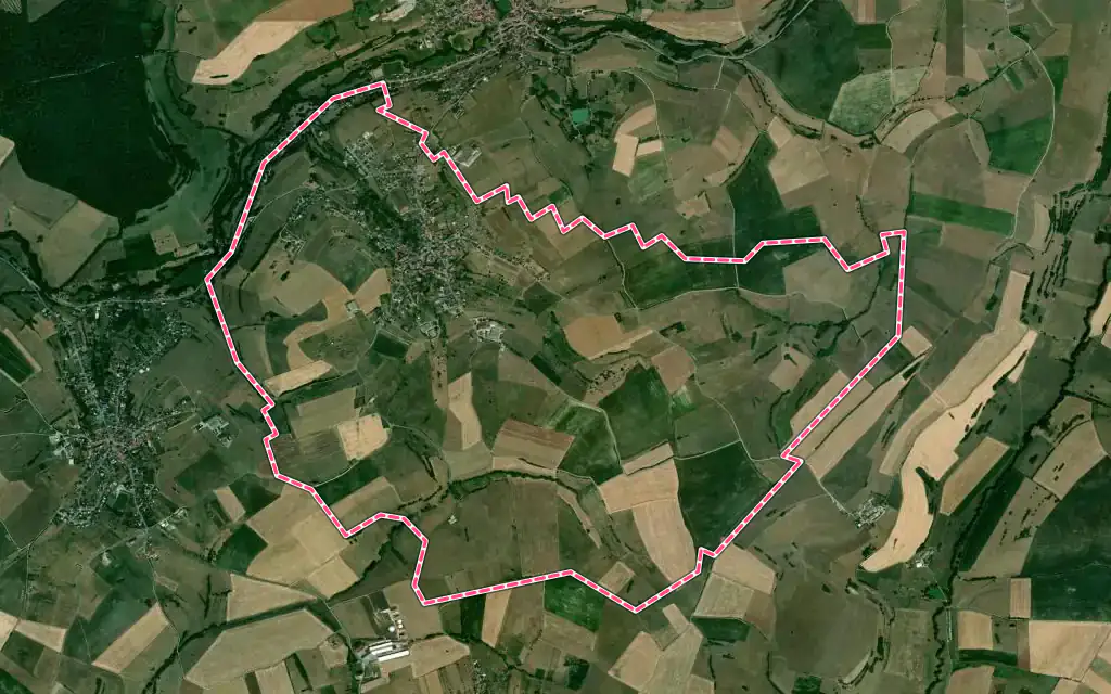 Vue satellite de Etting avec ses contours administratifs