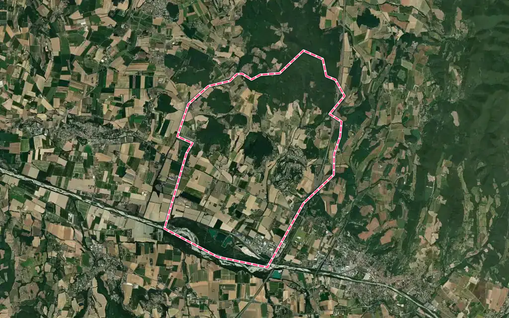 Vue satellite de Eurre avec ses contours administratifs