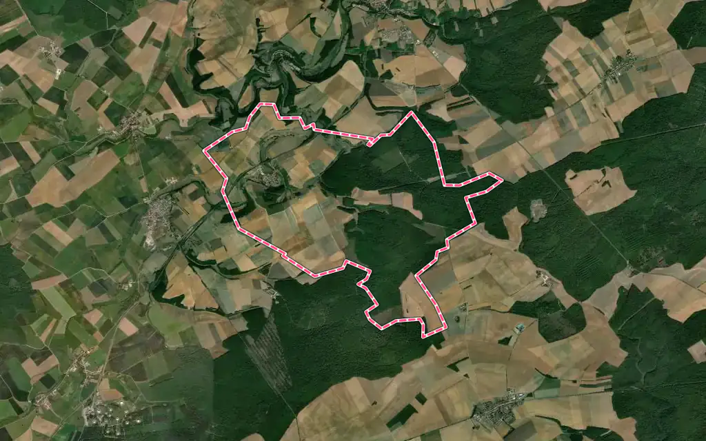 Vue satellite de Euvezin avec ses contours administratifs