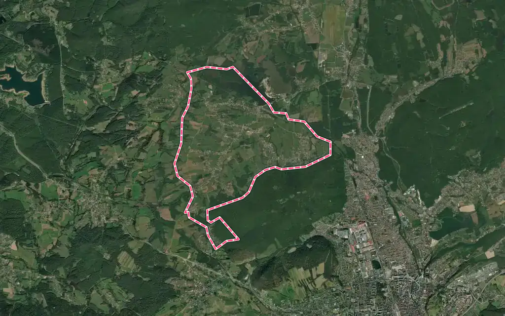 Vue satellite de Évette-Salbert avec ses contours administratifs