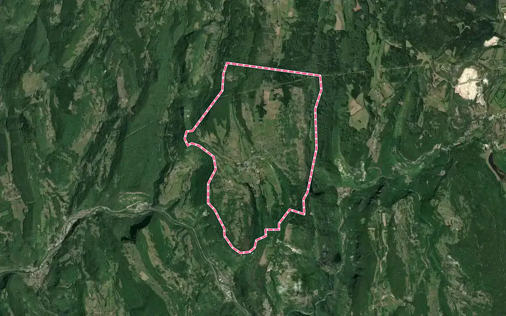 Vue satellite de Évosges avec ses contours administratifs