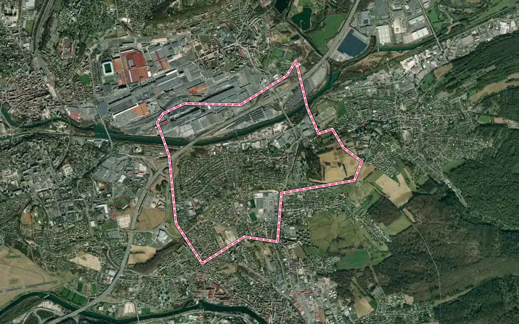 Vue satellite de Exincourt avec ses contours administratifs