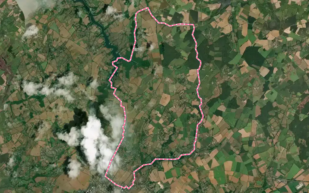 Vue satellite de Exireuil avec ses contours administratifs
