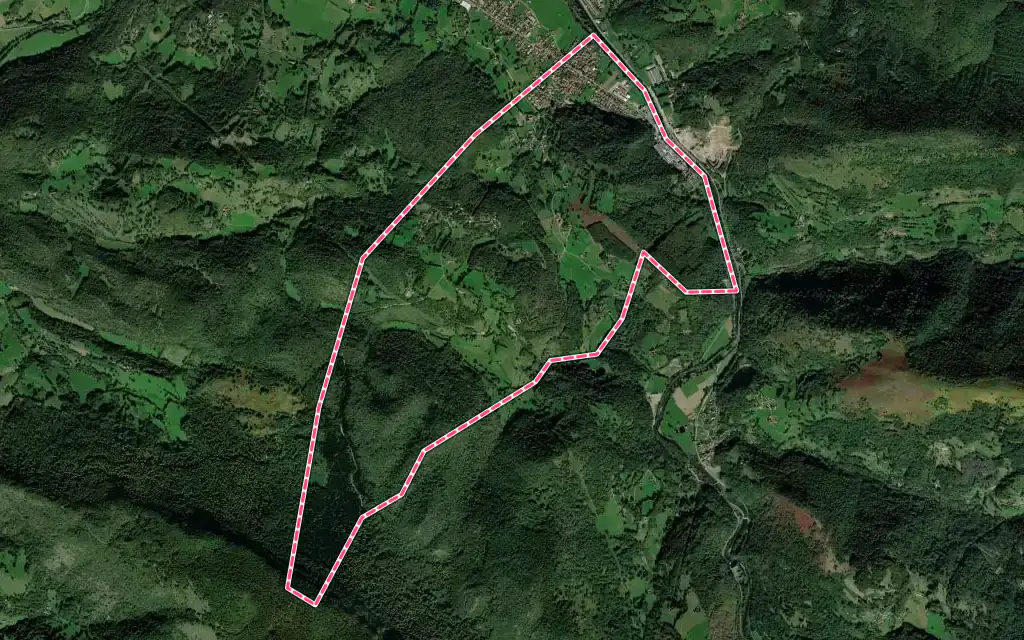 Vue satellite de Eycheil avec ses contours administratifs