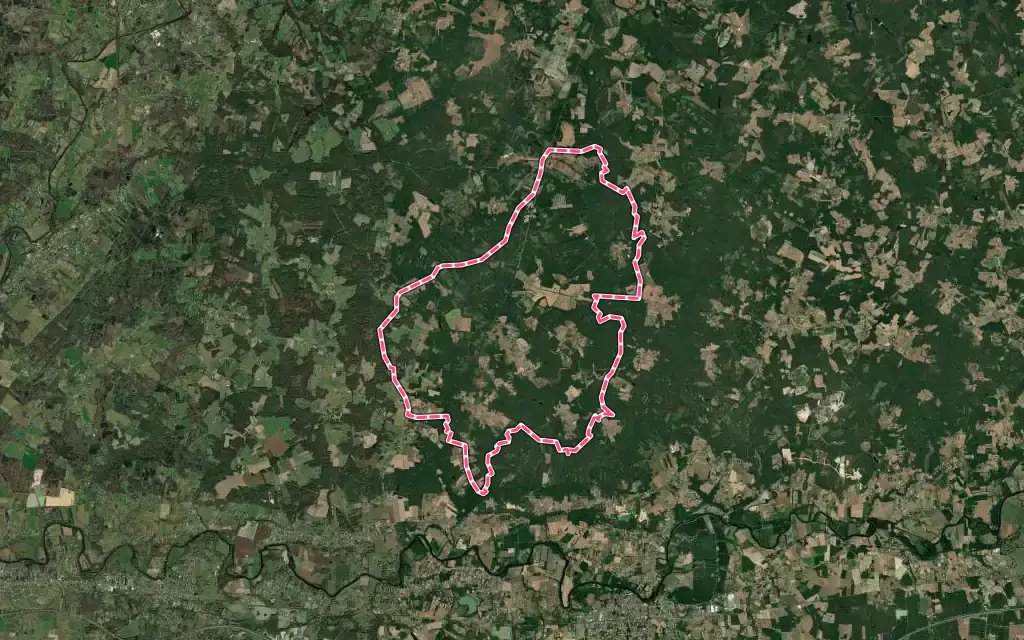 Vue satellite de Eygurande-et-Gardedeuil avec ses contours administratifs