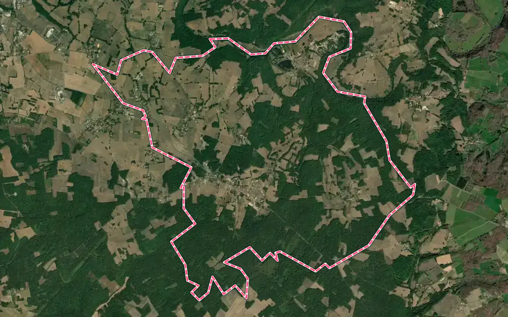 Vue satellite de Eymouthiers avec ses contours administratifs