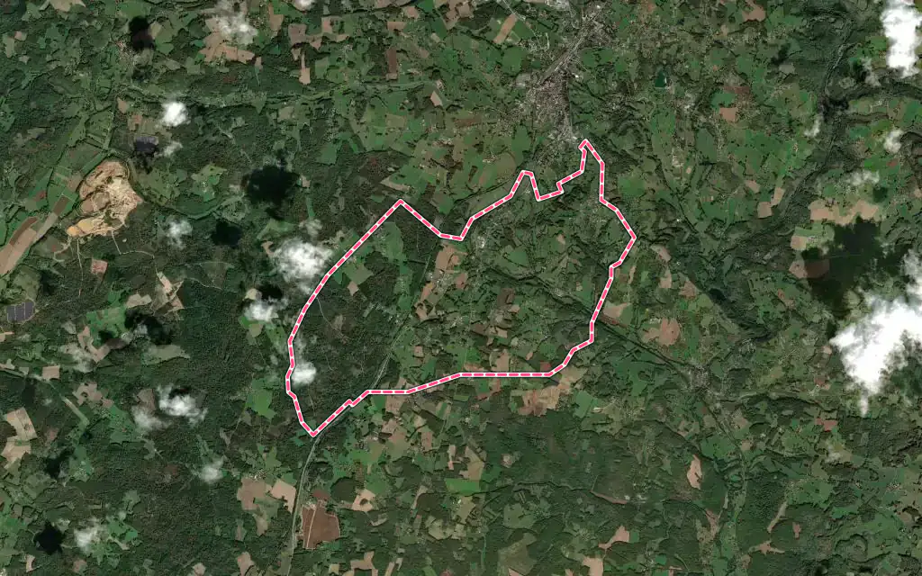 Vue satellite de Eyzerac avec ses contours administratifs