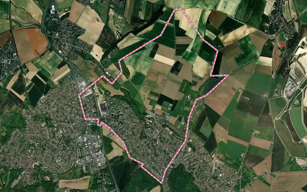 Vue satellite de Ézanville avec ses contours administratifs