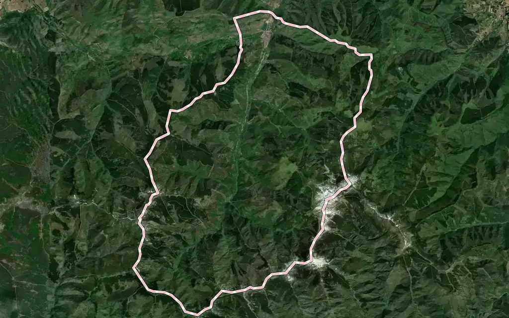 Vista satélite de Ezcaray con su contorno administrativo