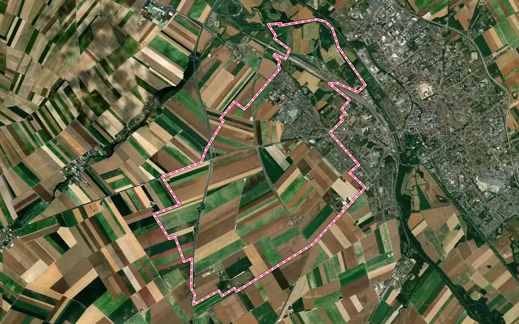 Vue satellite de Fagnières avec ses contours administratifs