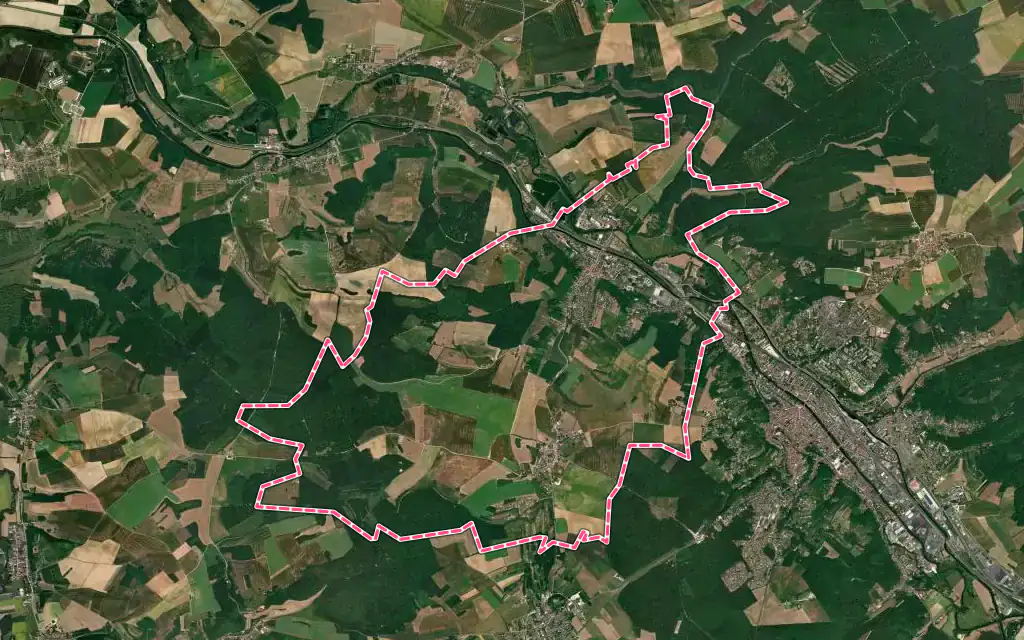 Vue satellite de Fains-Véel avec ses contours administratifs
