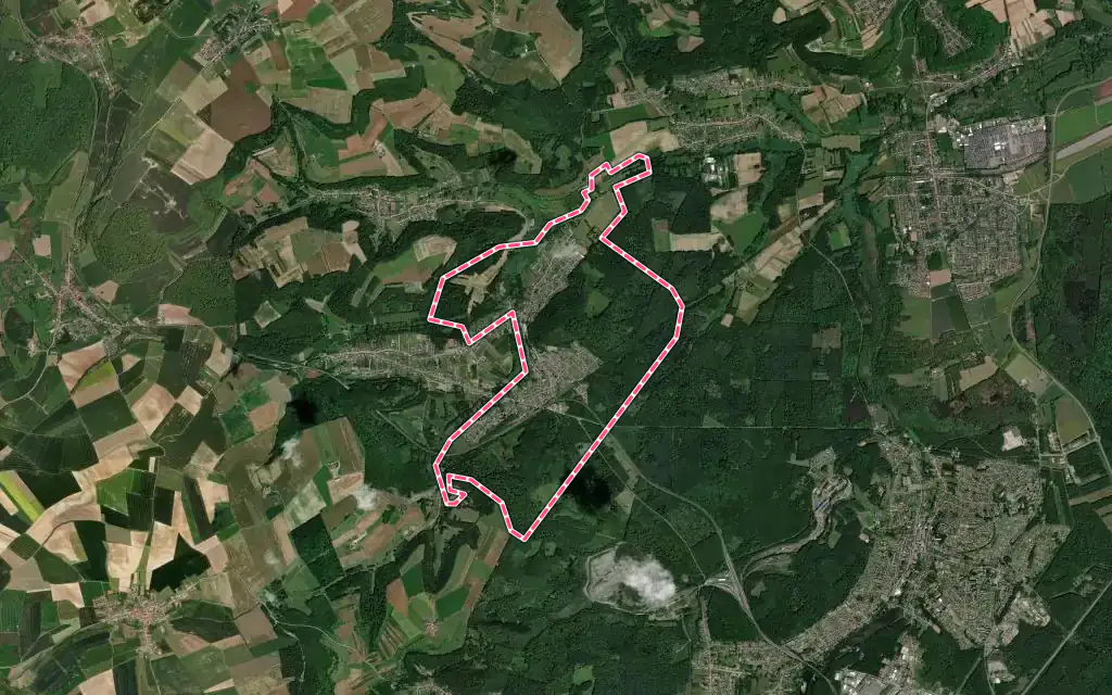 Vue satellite de Falck avec ses contours administratifs